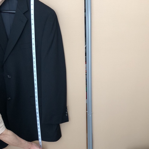 CHAPS  2 Piece Suit Pinstripe 100% Wool Dark Blue - Picture 4 of 14